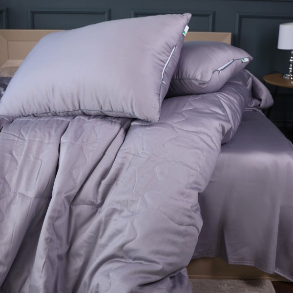 Фото - Одеяло летнее двуспальное евро MirSon №2983 200х220 Line Satin Premium 0251 SkyLine Ecosilk + 2 наволочки 50х70  (2200010975024)